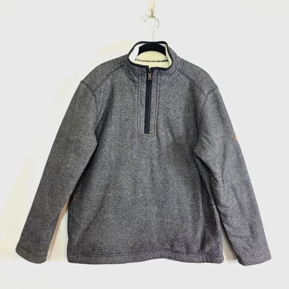 Orvis Brighton 1/4-Zip Pullover Sweater Mens Sherpa Lined Jacquard Black Size M